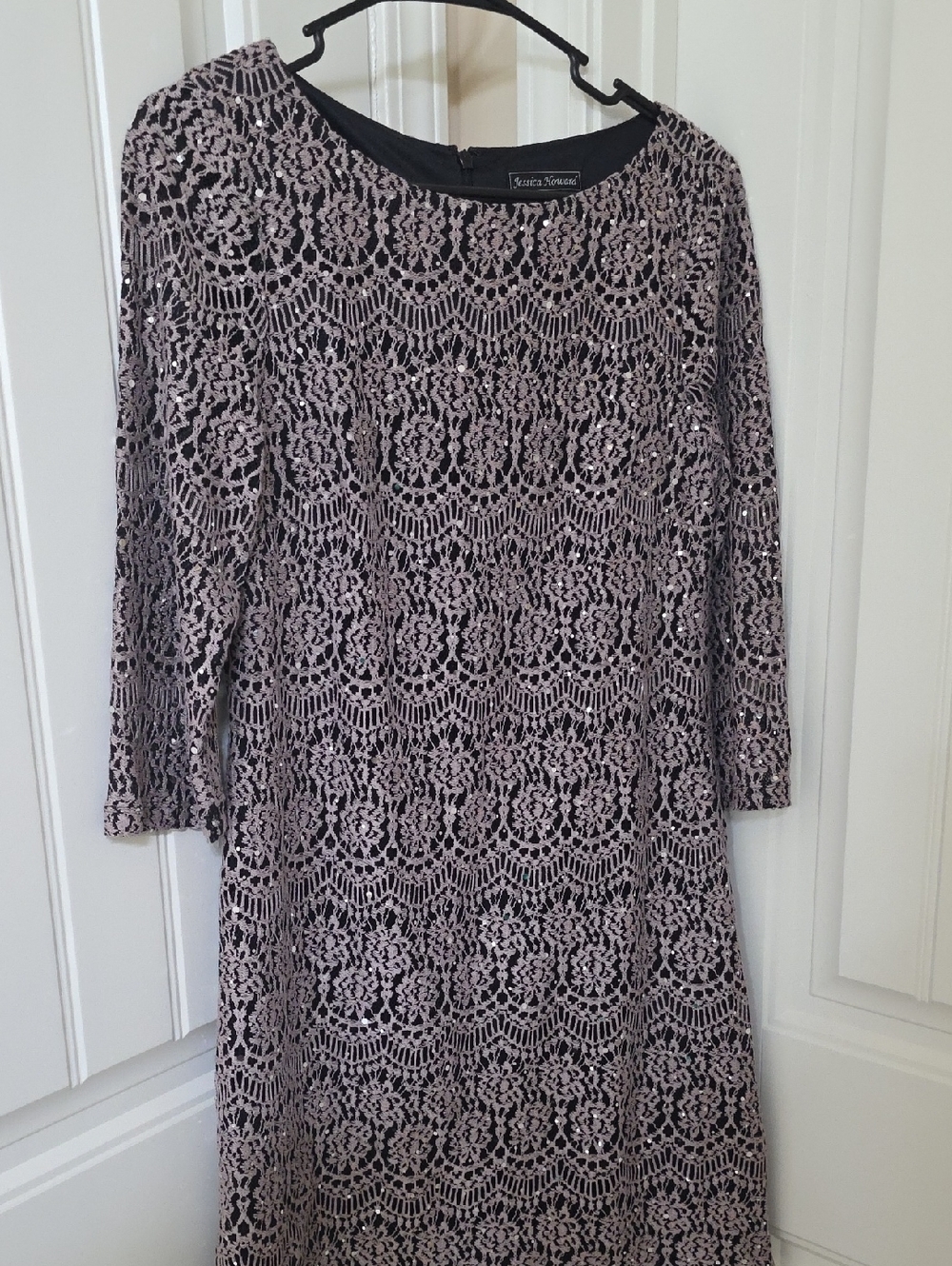 Kensie Dusty Rose Lace Long Sleeve Dress with Black Lining